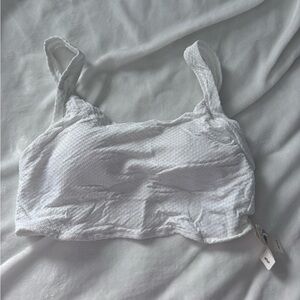 Aerie White Textured Bikini Top